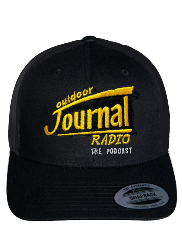 Outdoor Journal Radio Podcast Embroidered Retro Trucker Cap - Black