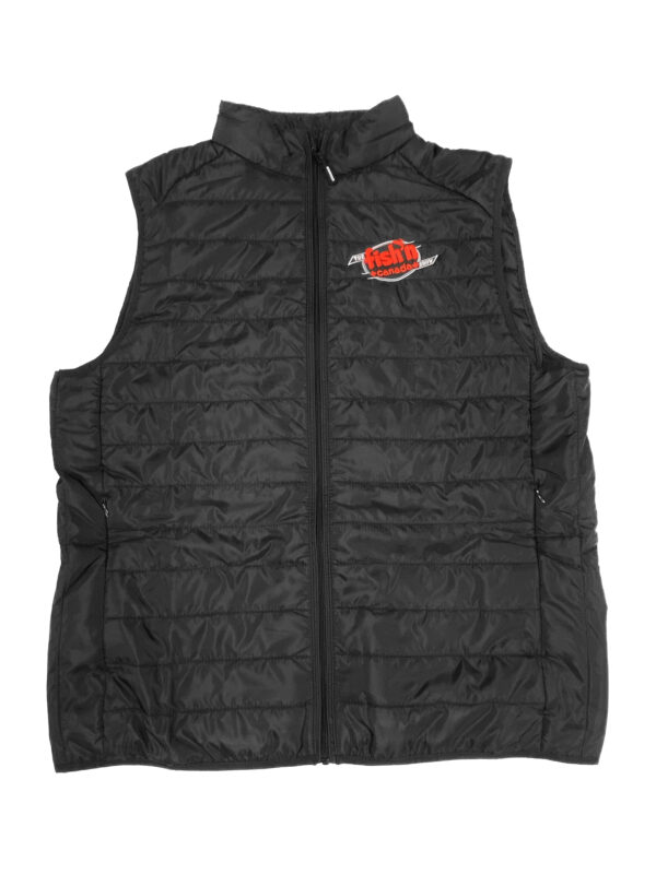 The Fish'n Canada Show Embroidered Packable Puffer Vest - Black