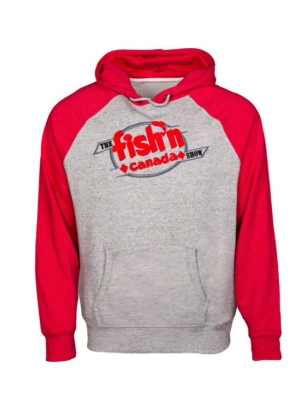 The Fish'n Canada Show Classic Embroidered Two-Tone Hoodie - Red/Grey