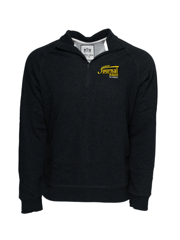 Outdoor Journal Podcast Embroidered 1/4 Zip Mock Neck Pullover - Midnight Black