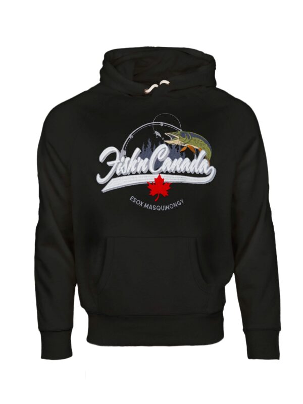 Fish'n Canada Embroidered MUSKIE Hoodie - Black