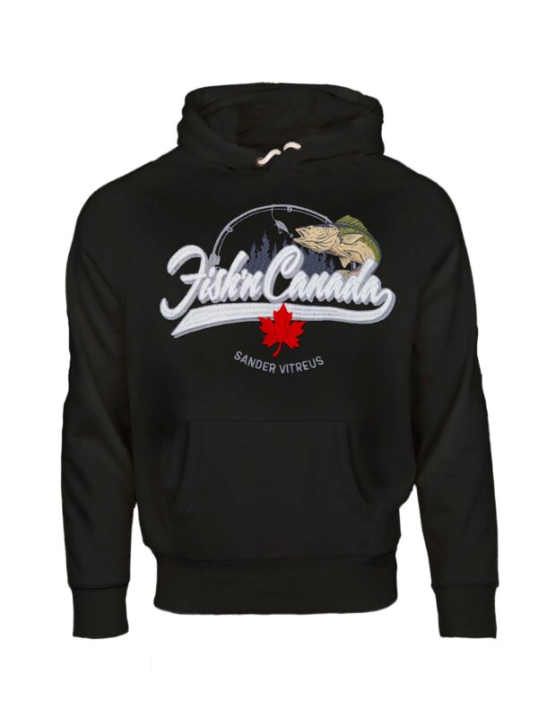 Fish'n Canada Embroidered WALLEYE Hoodie - Black