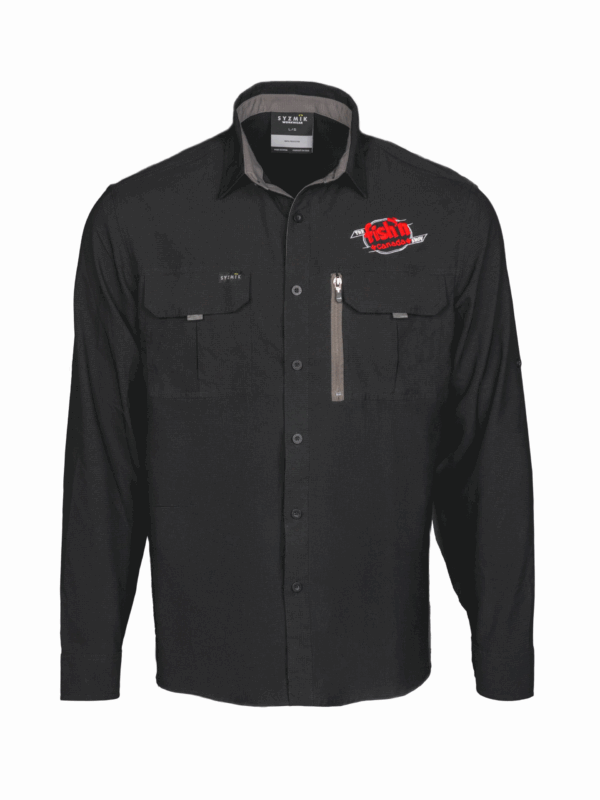 The Fish’n Canada Show UV50 Long Sleeve Button-Up – Black